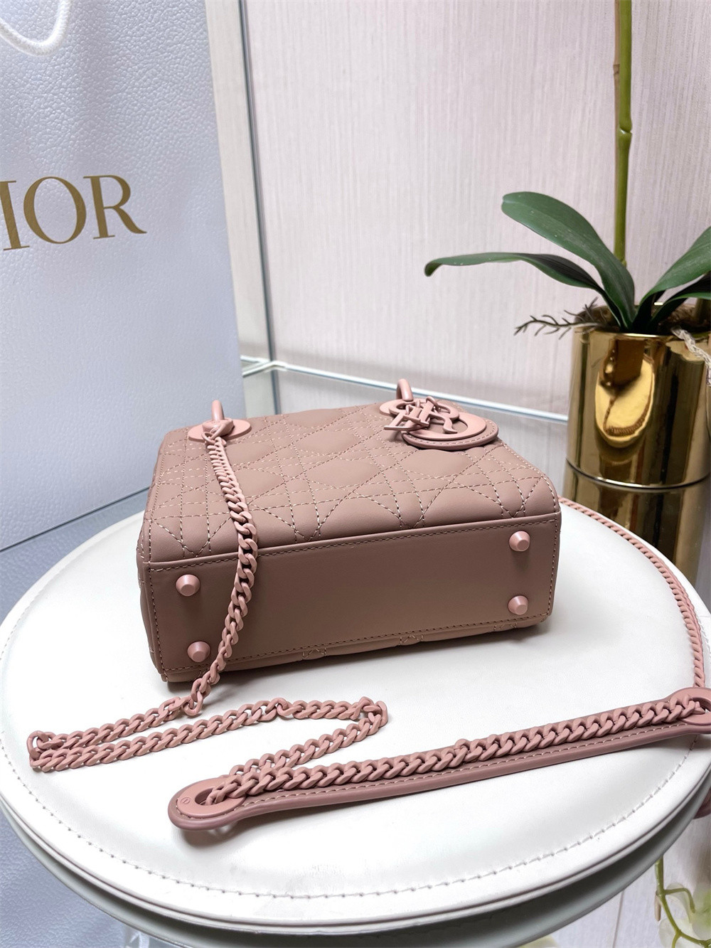 mini lady D*or bag 6.5 x 6 x 3 inches