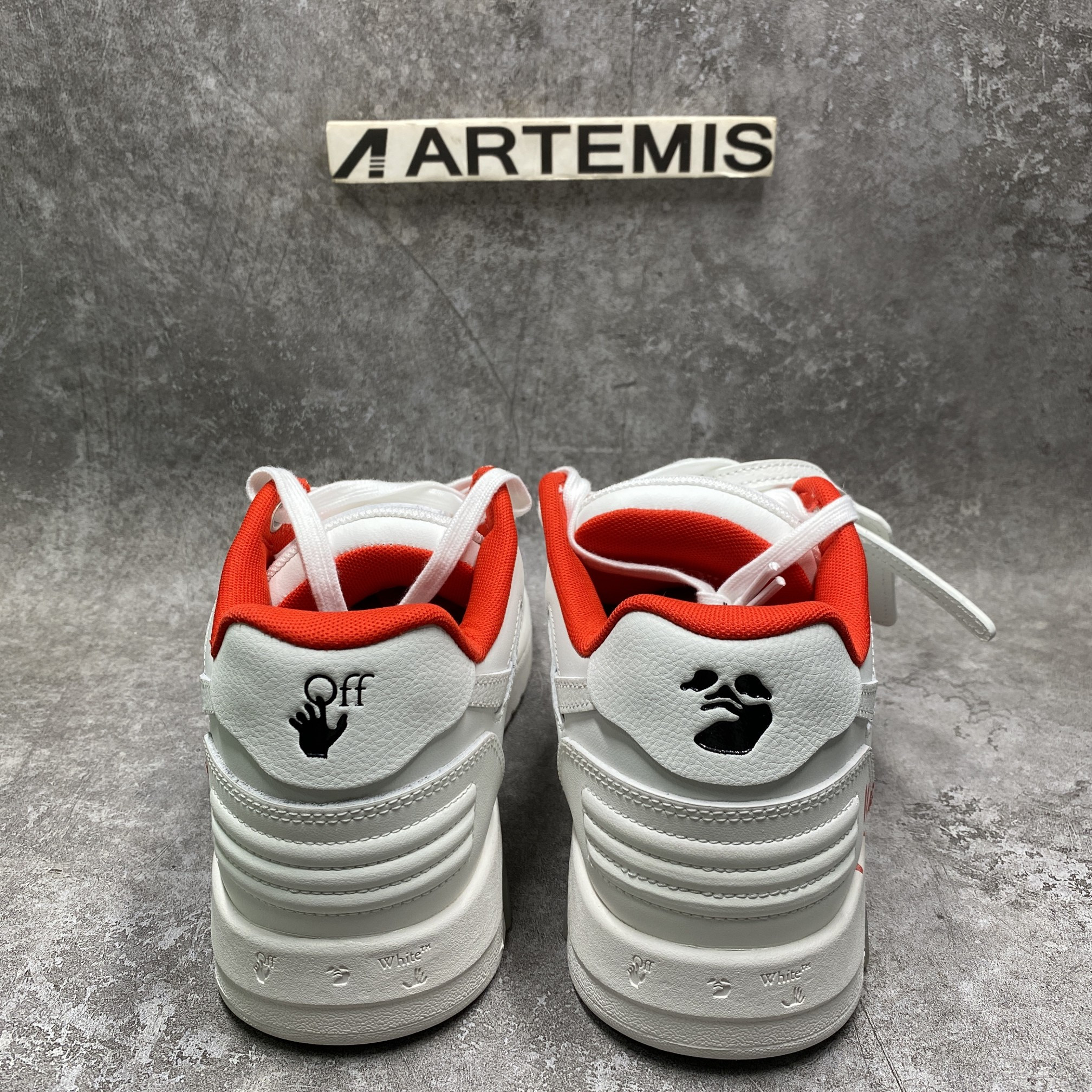OFF-WHITE Out Of Office OOO Low Tops For Walking White White Red FW21