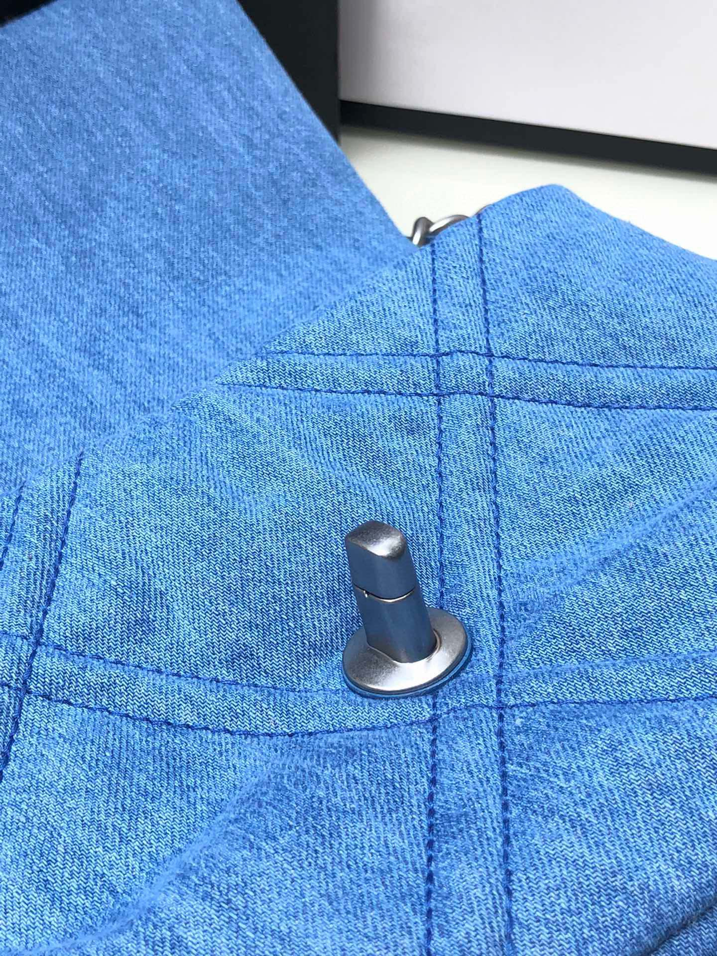 Ch*el 19 handbag, gold-tone, silver-tone & ruthenium-finish metal blue 6.2 × 10.1 × 3.5 in