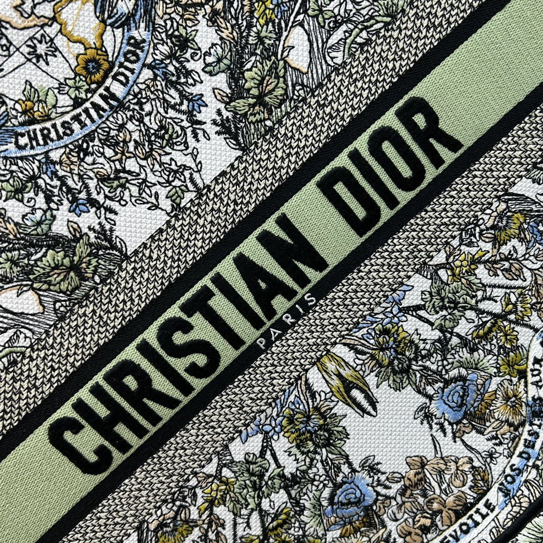 large D*or book tote white multicolor toile de jouy mexico embroidery 16.5 x 14 x 7.5 inches