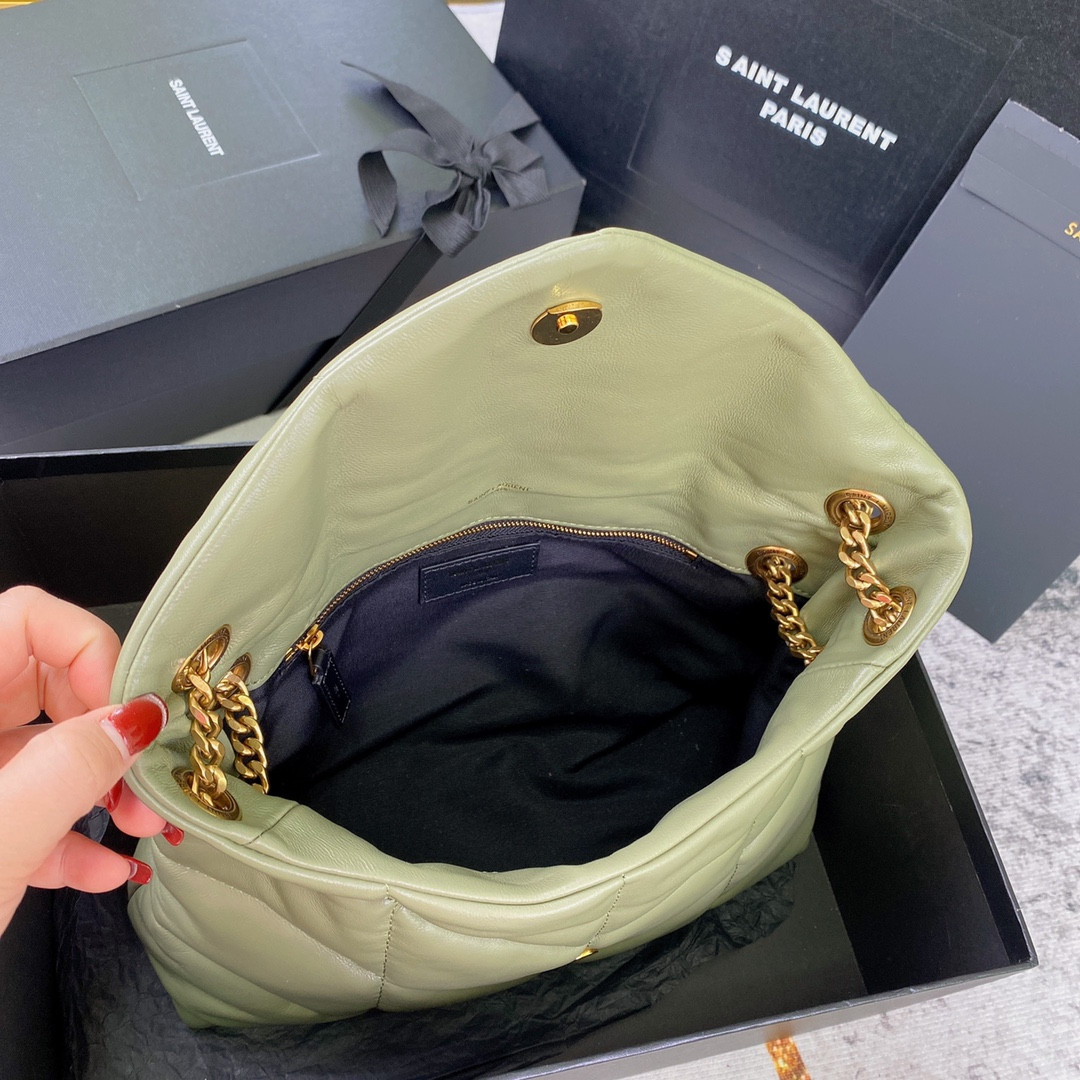 Y*L puffer small in nappa leather green 11.4 x 6.6 x 4.3 inches