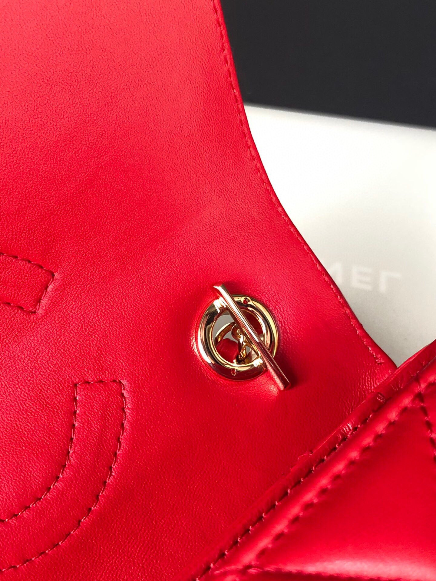 Ch*el flap bag with top handle 6.6 × 9.8 × 4.7 in