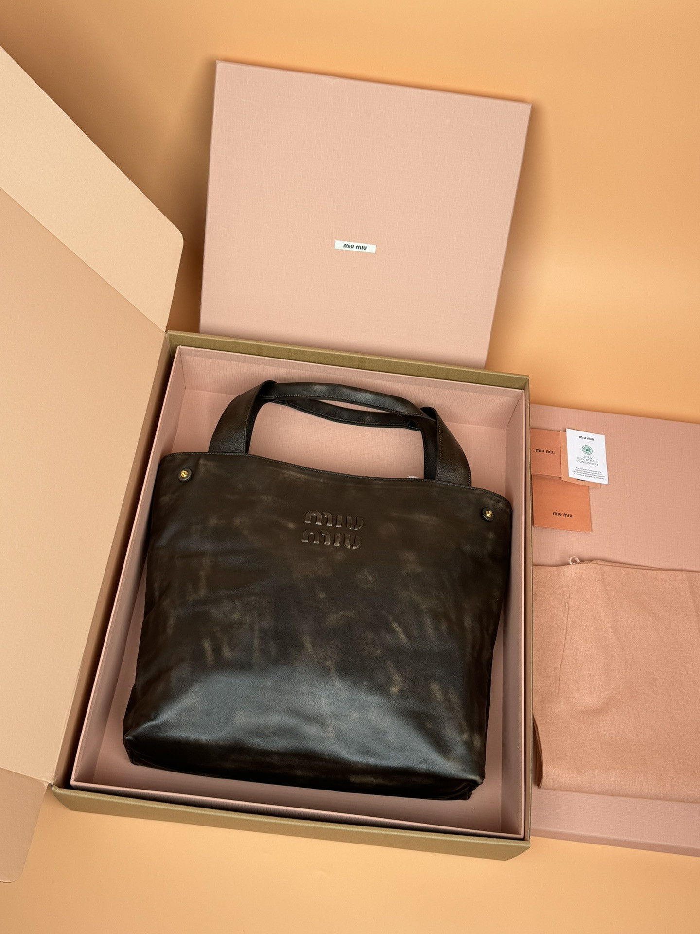 Miu Miu Leather Hobo Bag  39x38.5x11cm